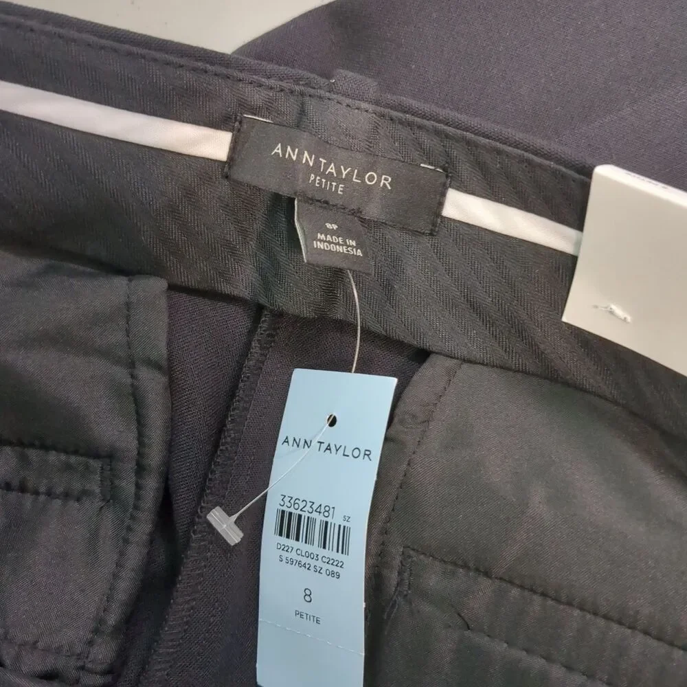 Ann Taylor The Straight Leg Dress Pants black Mid Rise NWT 8p petite